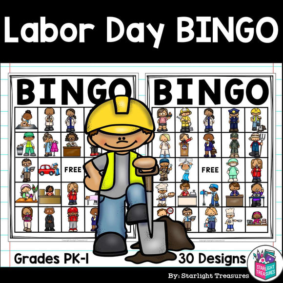 Labor Day Bingo Cards for Early Readers - Community Helpers Bingo FREEBIE