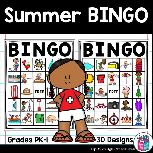 Summer Fun Bingo Cards for Early Readers - Summer Bingo FREEBIE