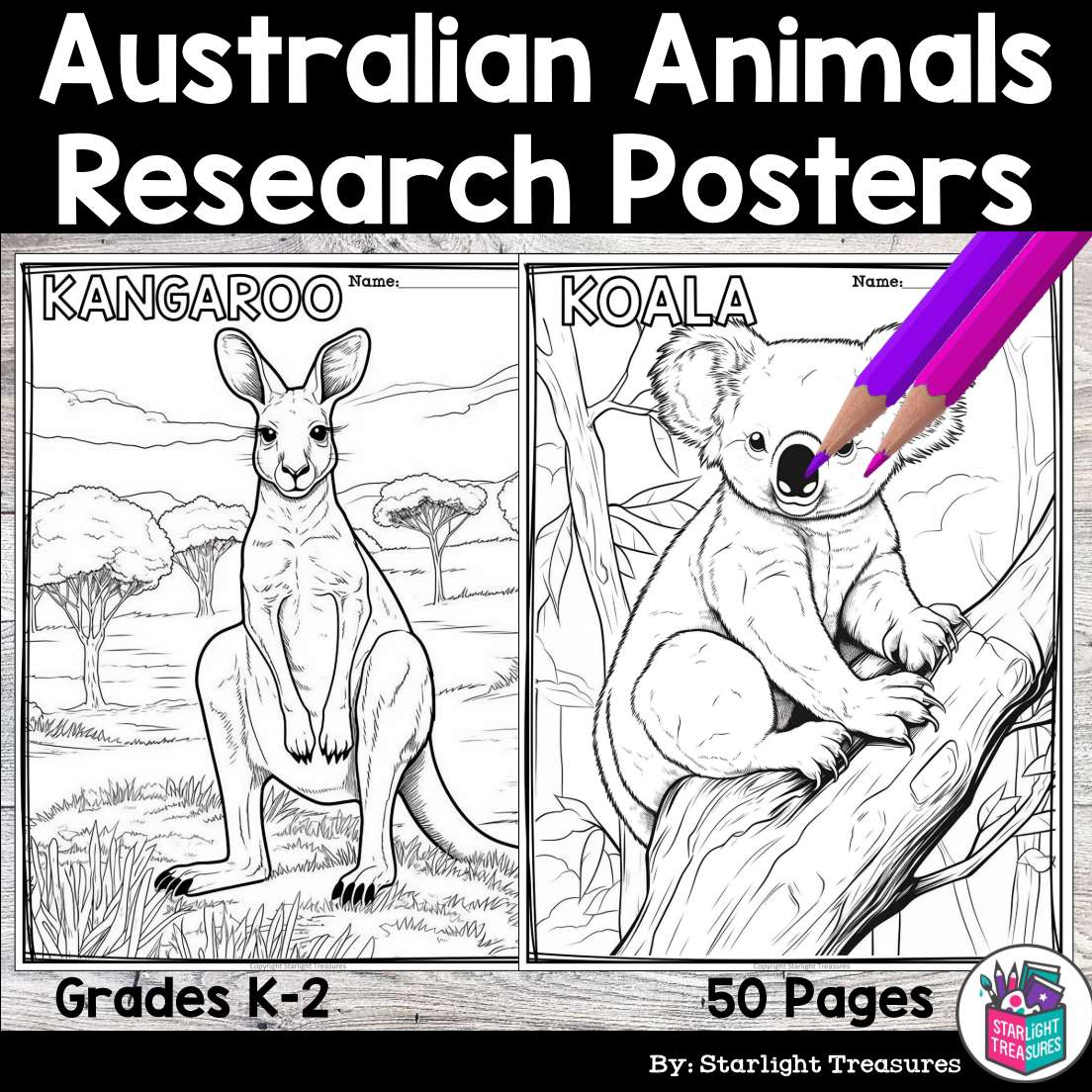 Australian Animals Research Posters, Coloring Pages - Animal Research Project