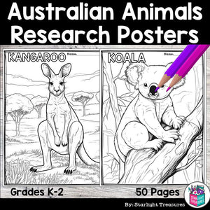Australian Animals Research Posters, Coloring Pages - Animal Research Project