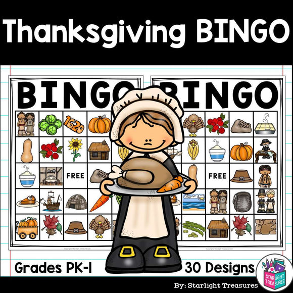 Thanksgiving Bingo Cards for Early Readers - Thanksgiving Bingo FREEBIE