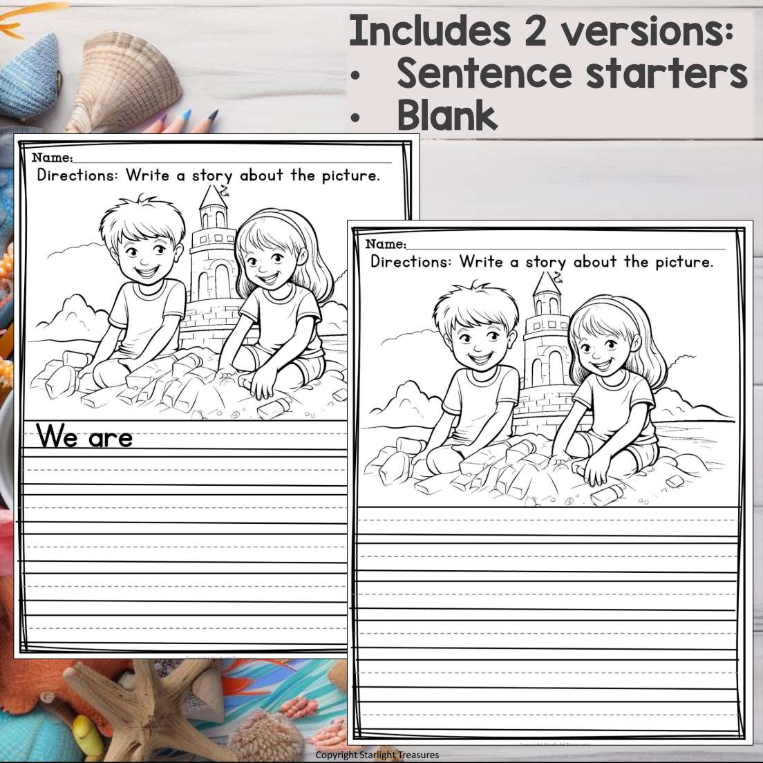 Summer Writing Prompts, Summer Picture Writing Prompts with Sentence Starters
