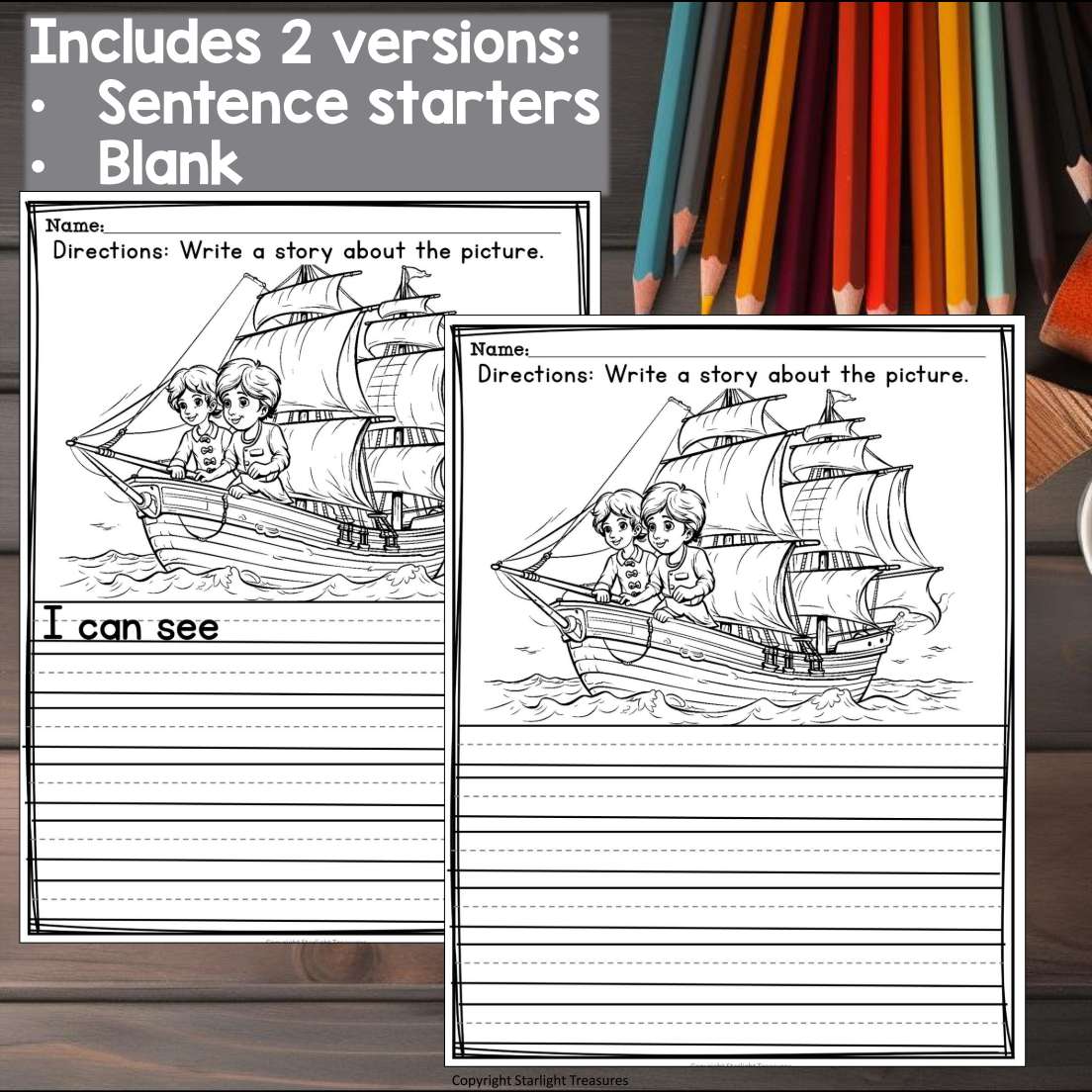 Pirates Writing Prompts, Pirates Picture Writing Prompts with Sentence Starters