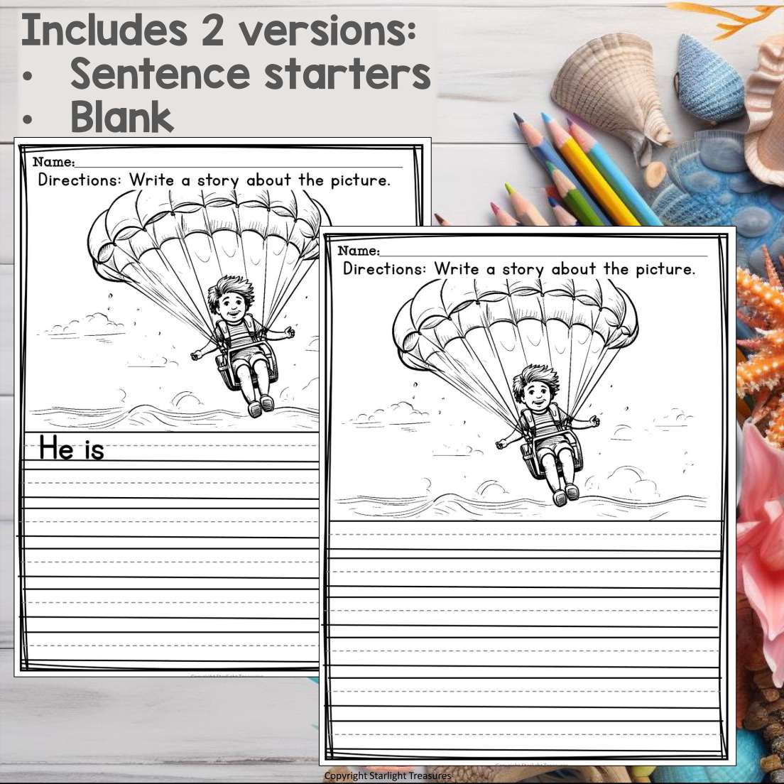 Ocean Writing Prompts, Ocean Picture Writing Prompts with Sentence Starters