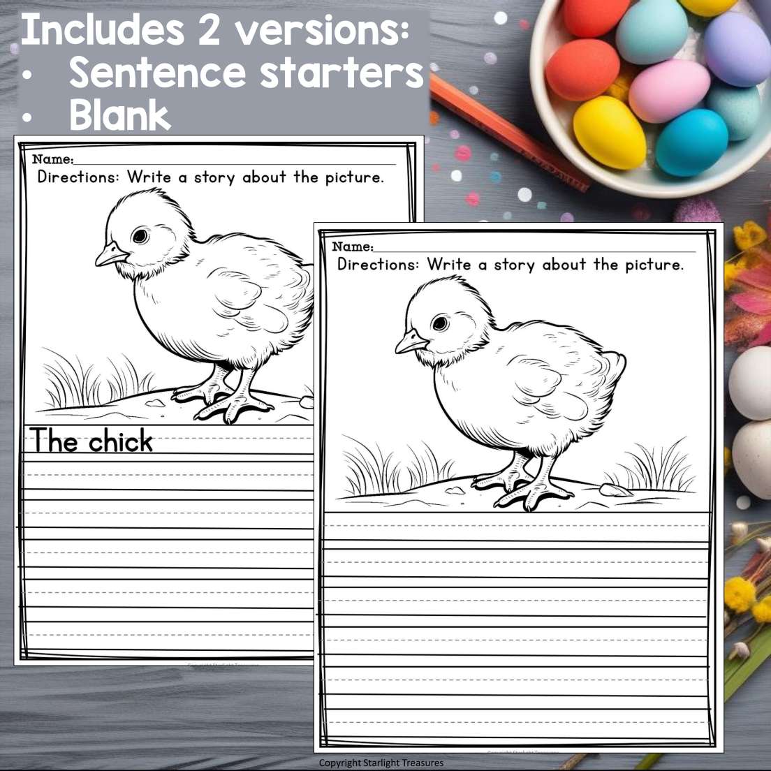 Easter Writing Prompts, Easter Picture Writing Prompts with Sentence Starters