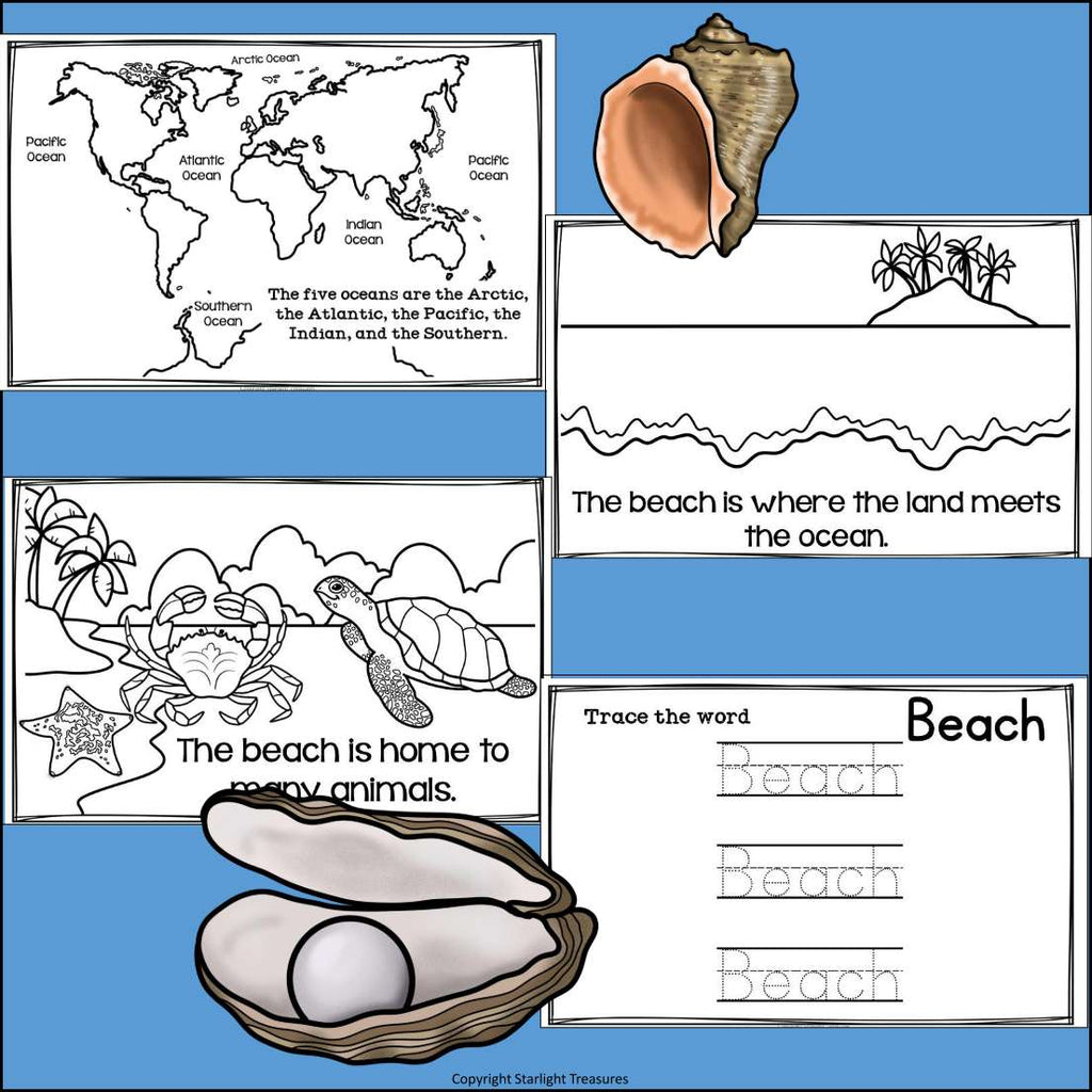 Beach Mini Book for Early Readers: Beach Animals