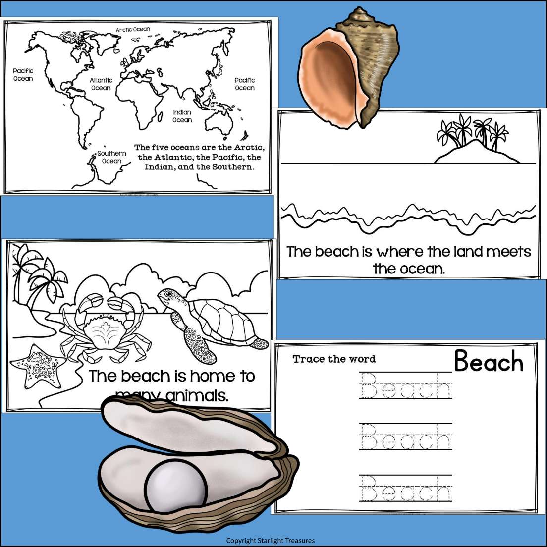 Beach Mini Book for Early Readers: Beach Animals