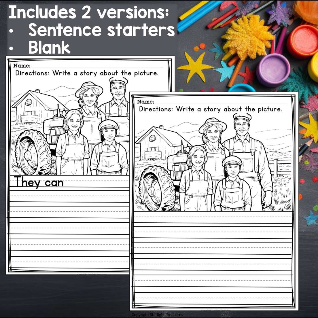 Farm Writing Prompts, Farm Animal Picture Writing Prompts with Sentence Starters