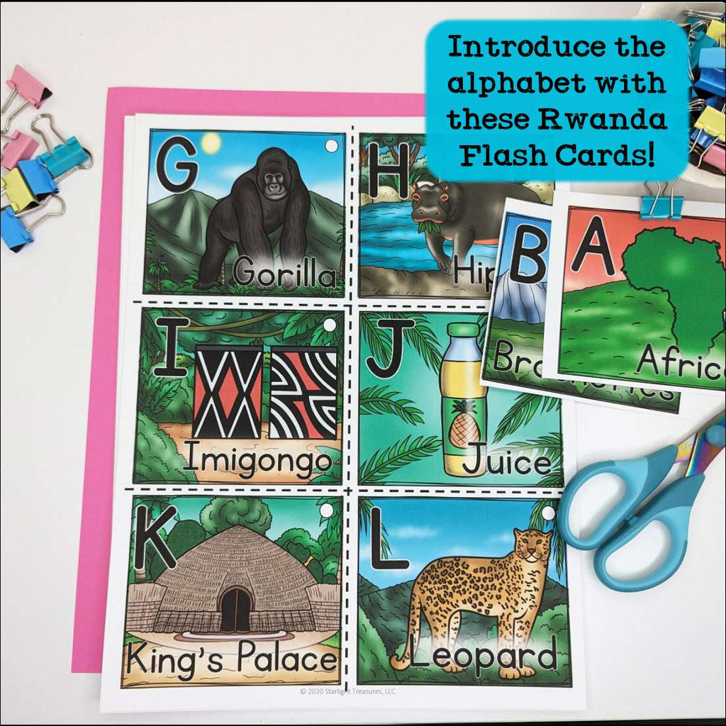 Alphabet Flash Cards for Early Readers - Country of Rwanda