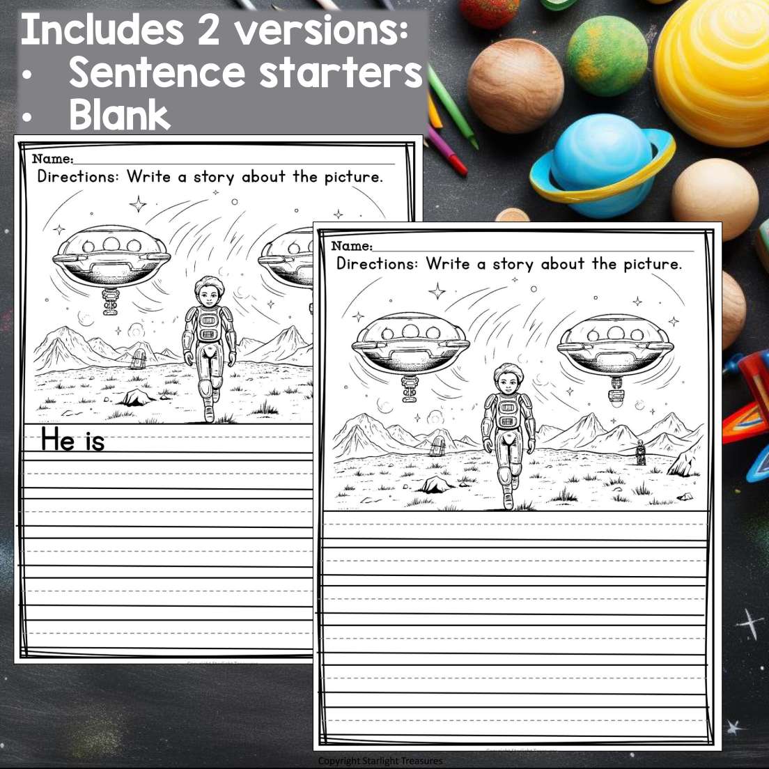 Space Writing Prompts, Outer Space Picture Writing Prompt with Sentence Starters