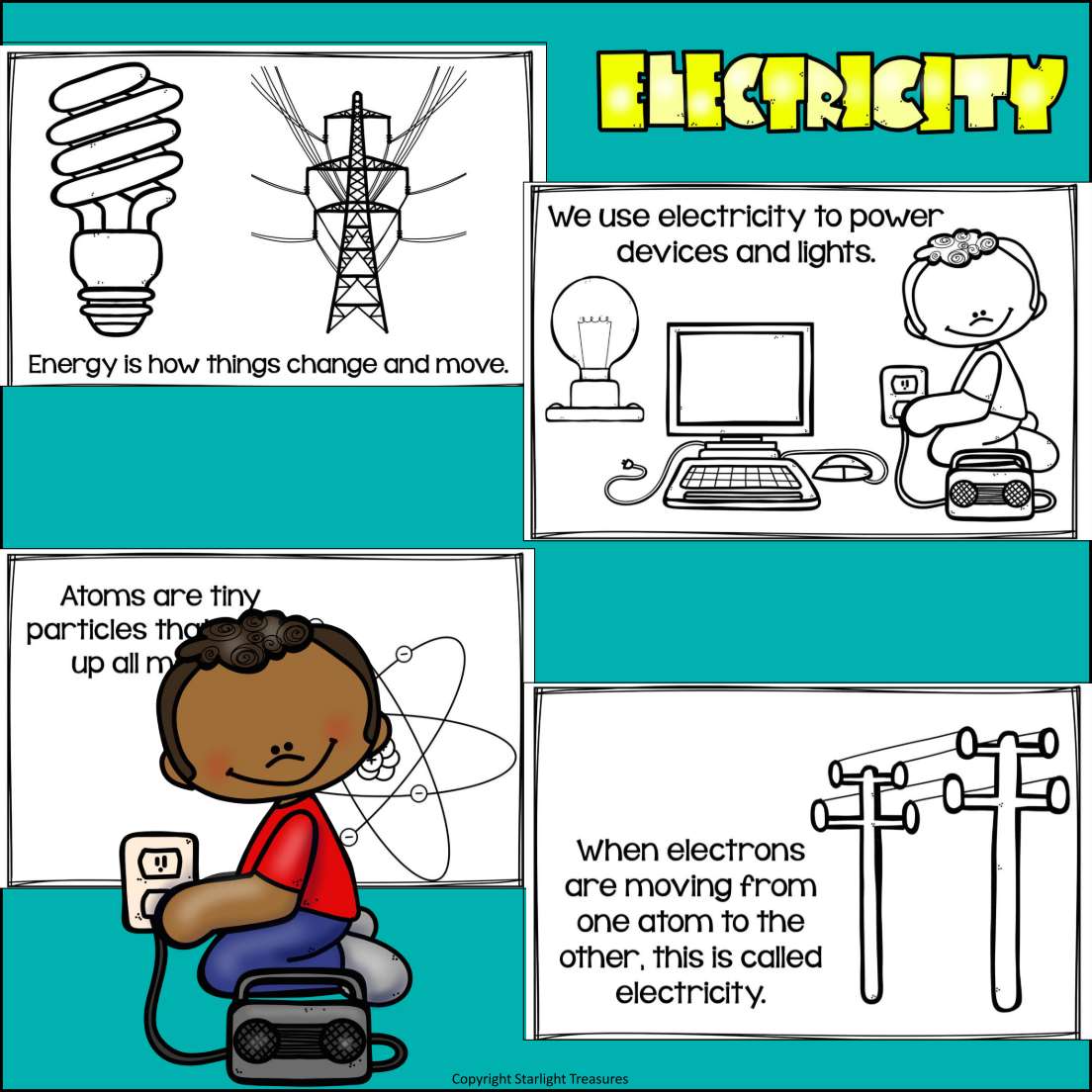 Electricity Mini Book for Early Readers: Physical Science, Circuit, Energy