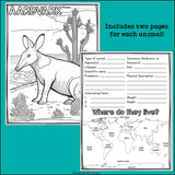 Savanna Animals Research Posters, Coloring Pages - Animal Research Project