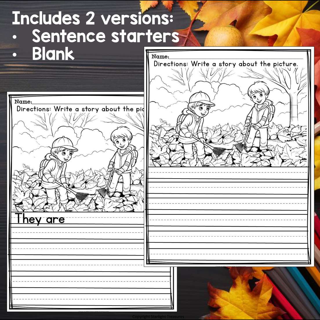 Fall Writing Prompts, Fall Picture Writing Prompts with Sentence Starters
