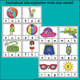 Summer Alphabet Clip Cards for Early Readers - Alphabet Clip Cards FREEBIE