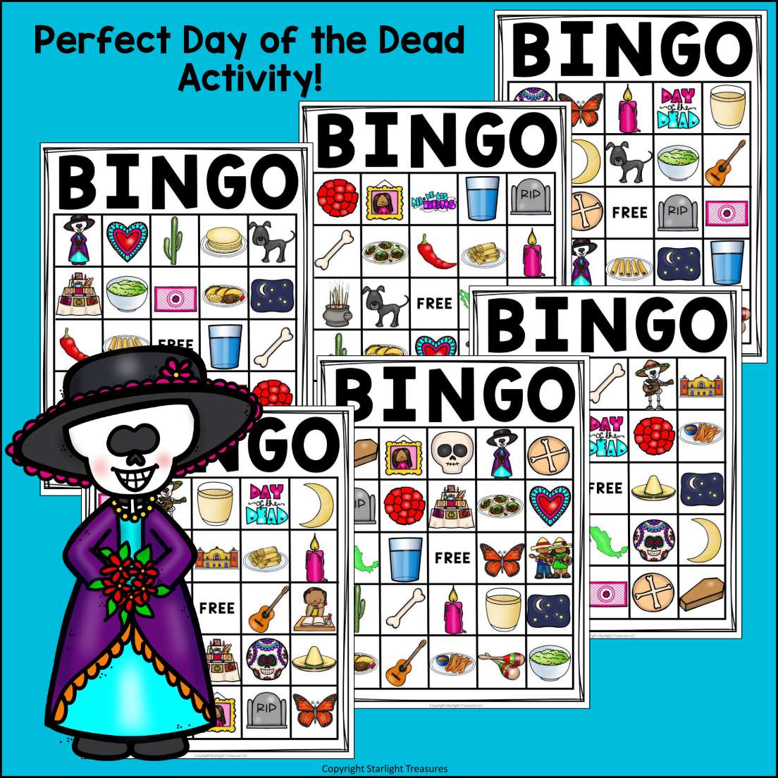 Day of the Dead Bingo Cards for Early Readers - Dia de los Muertos Bingo FREEBIE