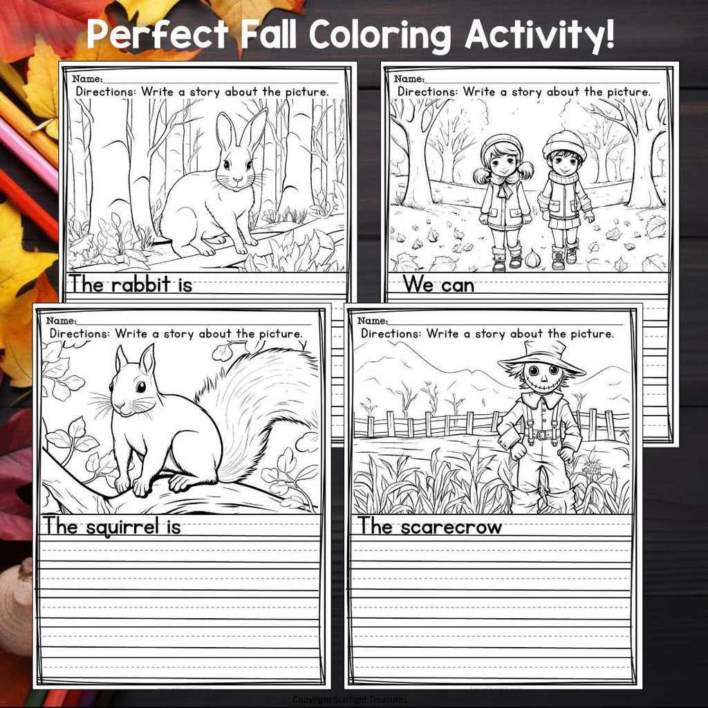 Fall Writing Prompts, Fall Picture Writing Prompts with Sentence Starters