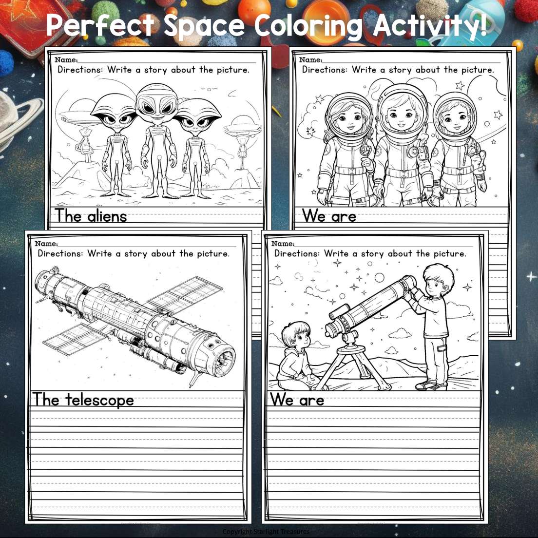 Space Writing Prompts, Outer Space Picture Writing Prompt with Sentence Starters