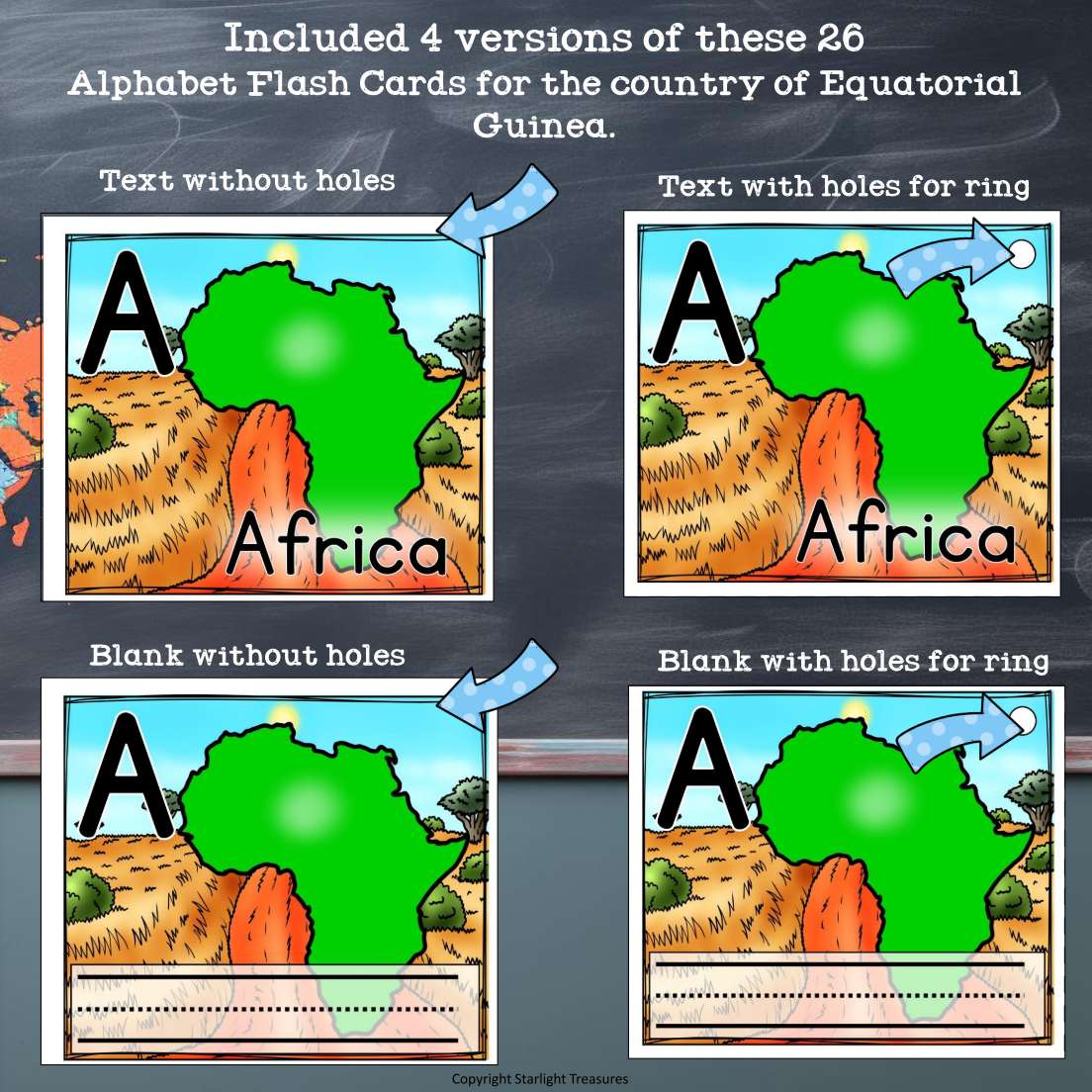 Alphabet Flash Cards for Early Readers - Country of Equatorial Guinea