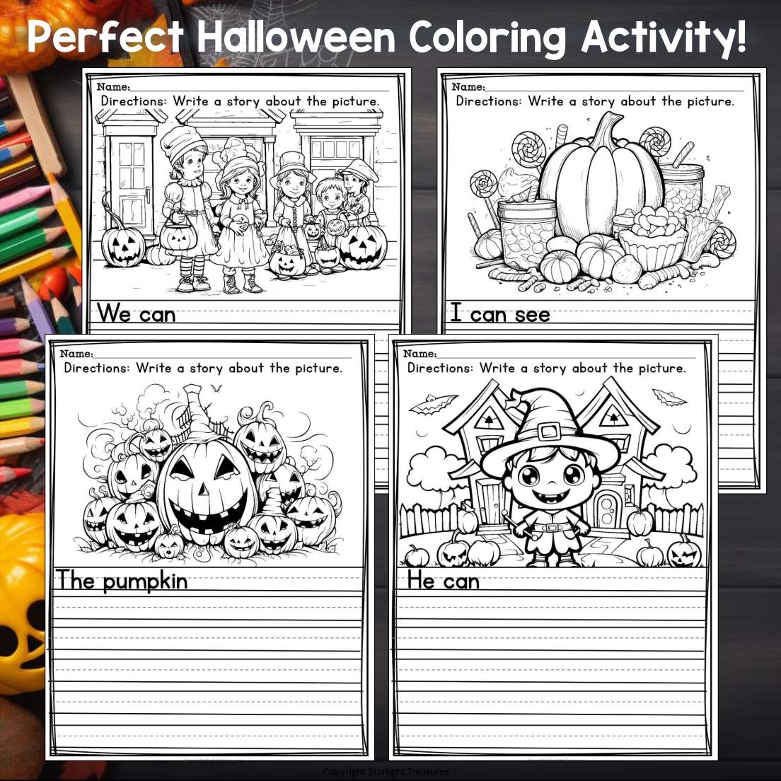 Halloween Writing Prompts, Halloween Picture Writing with Sentence Starters