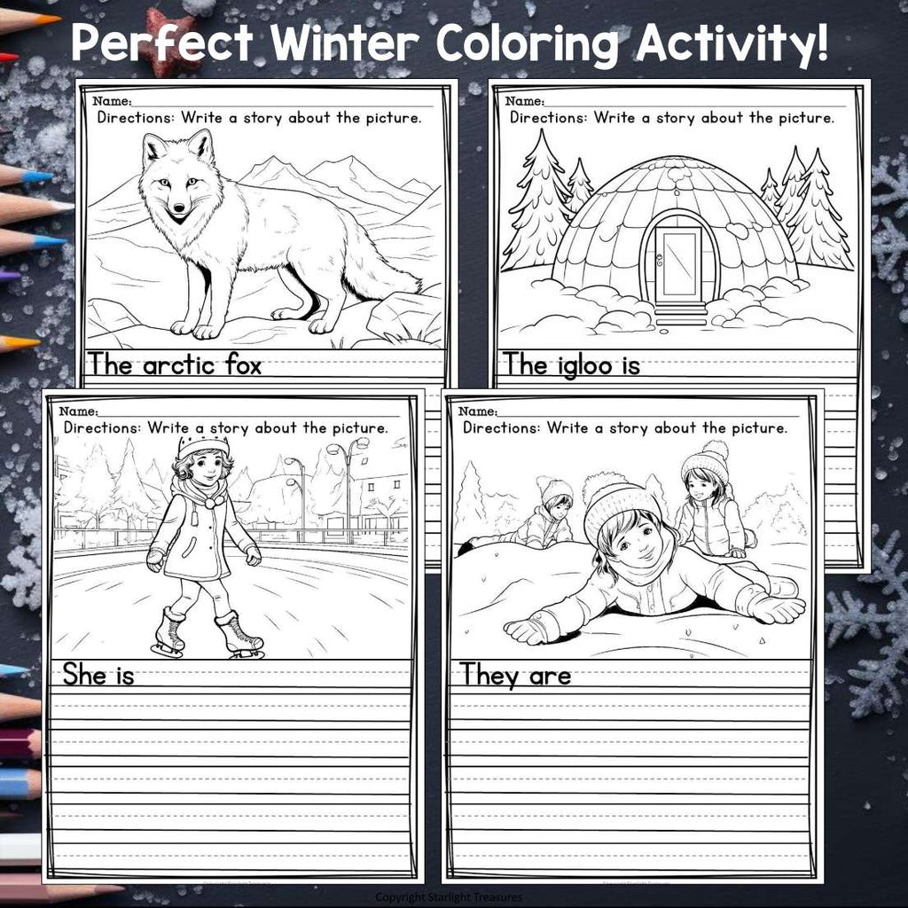 Winter Writing Prompts, Winter Picture Writing Prompts with Sentence Starters