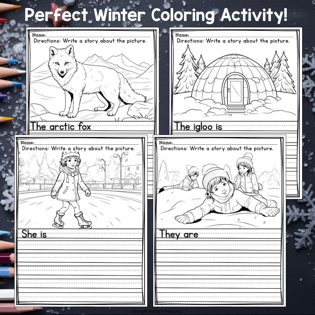 Winter Writing Prompts, Winter Picture Writing Prompts with Sentence Starters