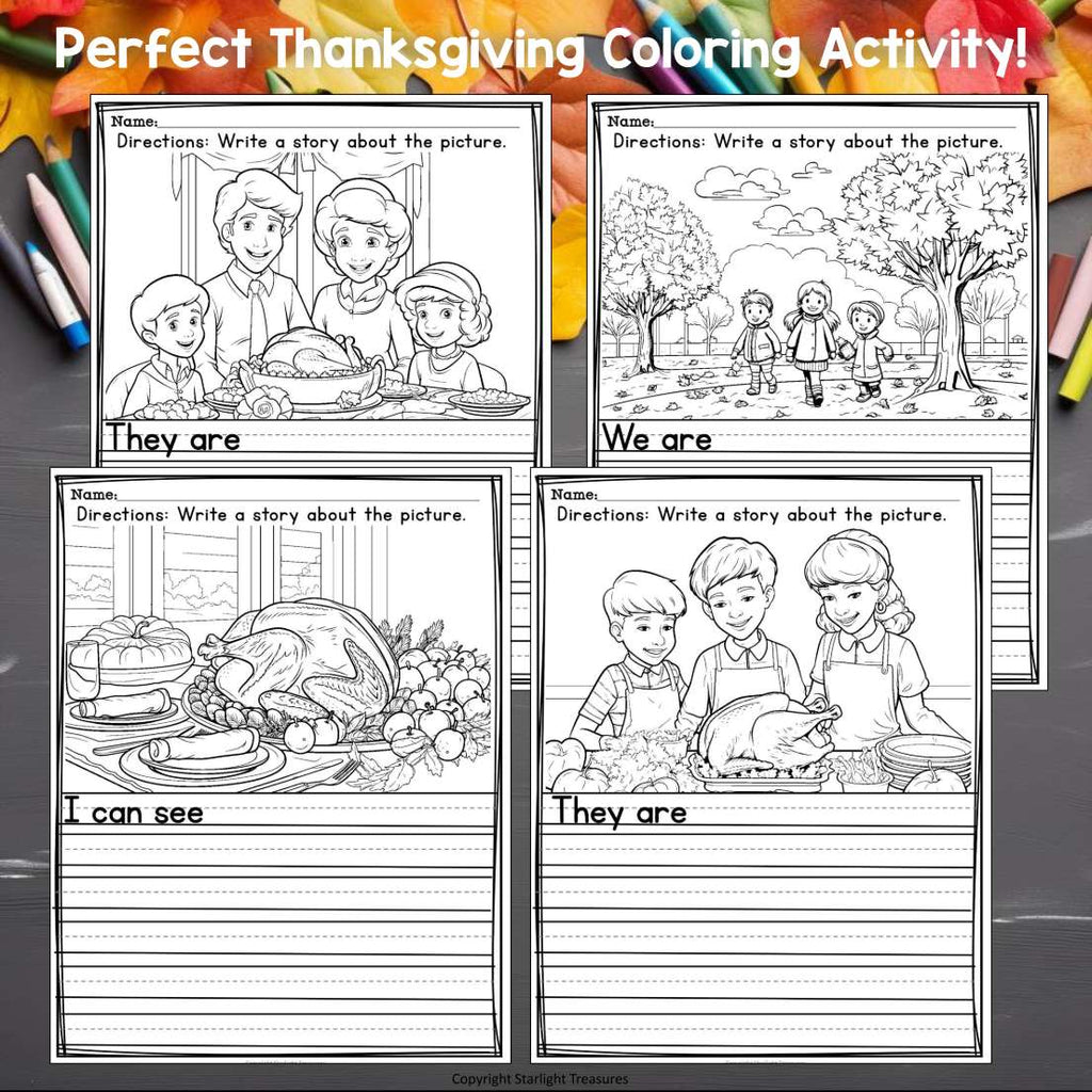 Thanksgiving Writing Prompts, Fall Picture Writing Prompt with Sentence Starters