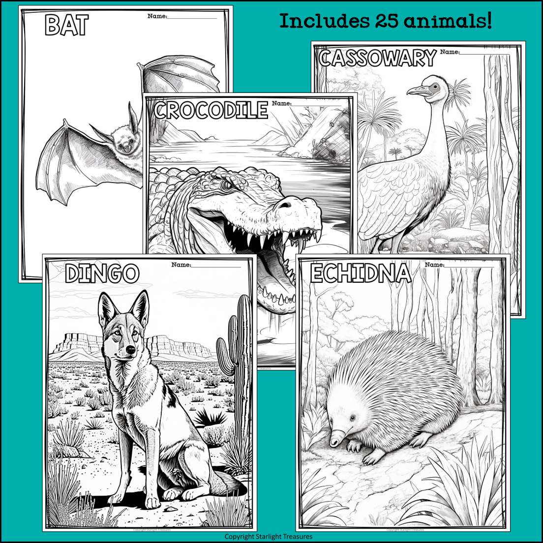 Australian Animals Research Posters, Coloring Pages - Animal Research Project