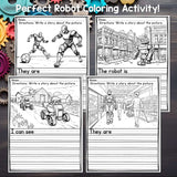 Robot Writing Prompts, Robot Picture Writing with Sentence Starter - Freebie