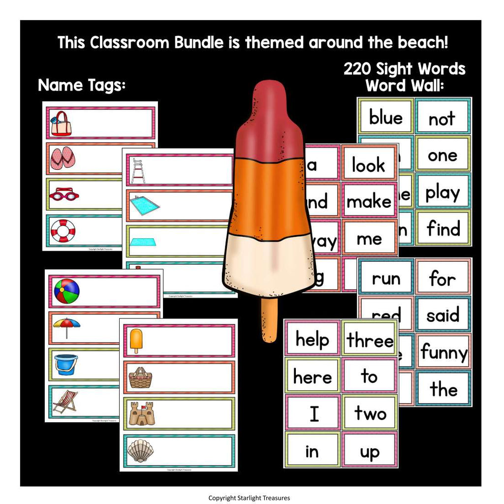 Classroom Decor Pack - Beach and Summer Theme