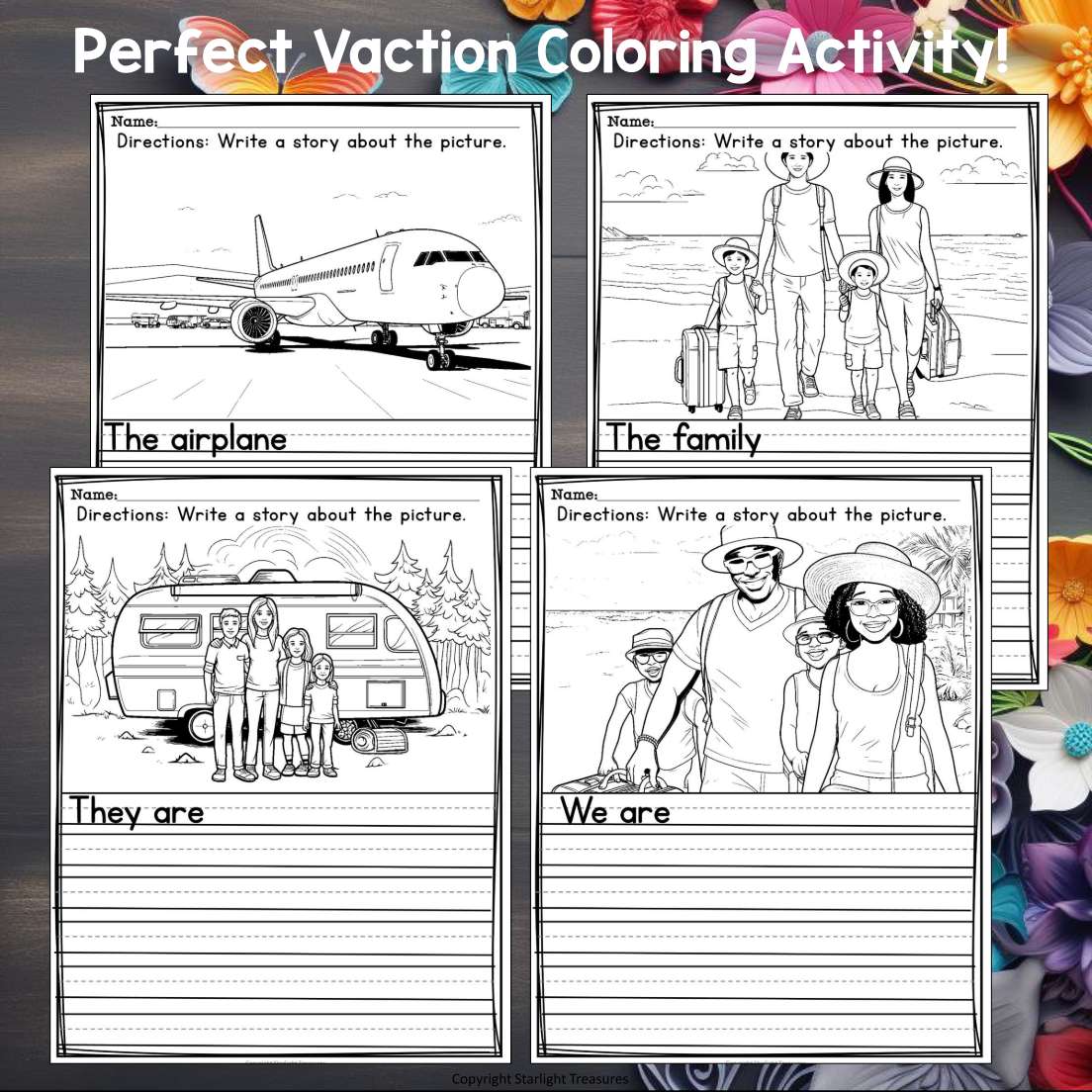 Vacation Writing Prompts, Vacation Picture Writing Prompt with Sentence Starters