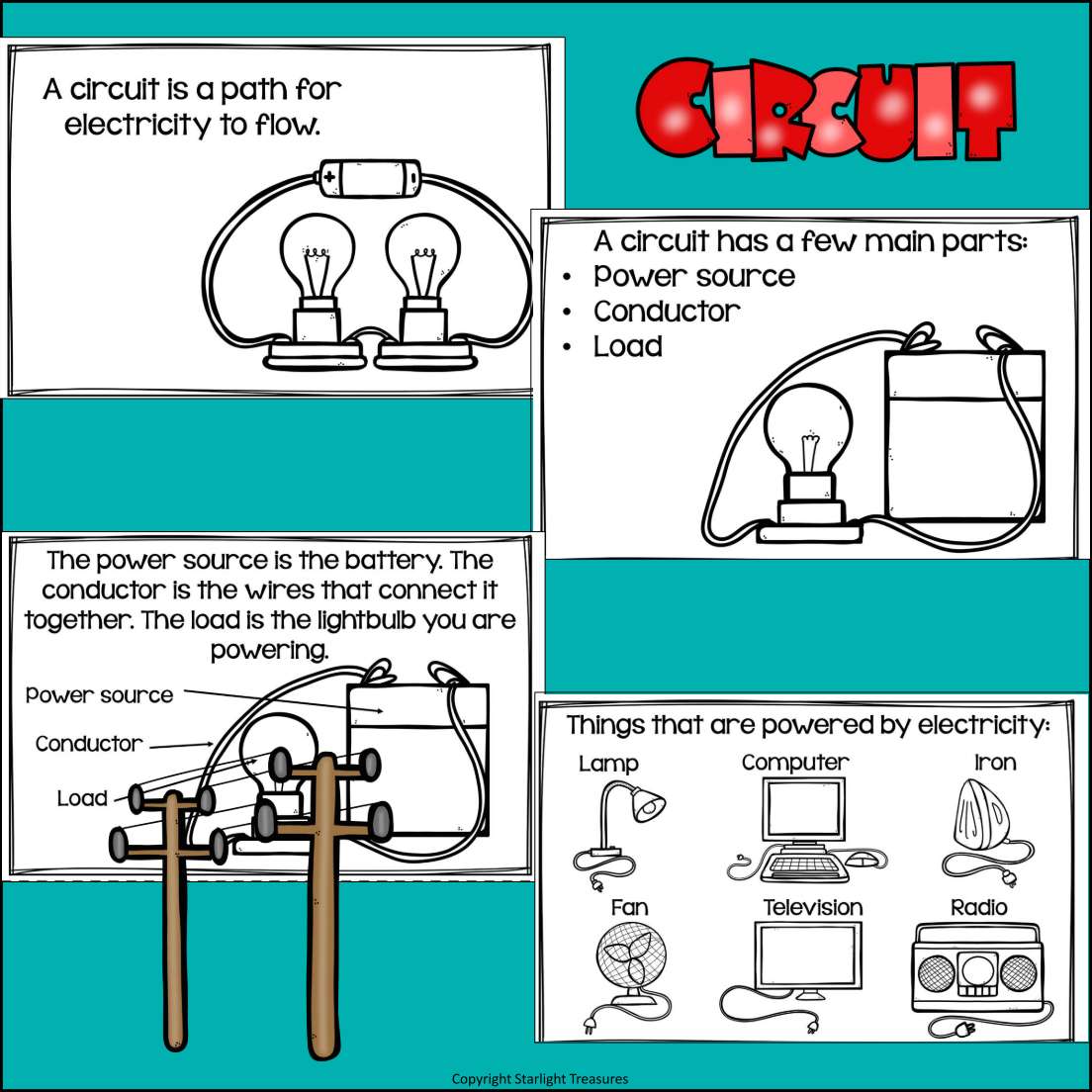 Electricity Mini Book for Early Readers: Physical Science, Circuit, Energy