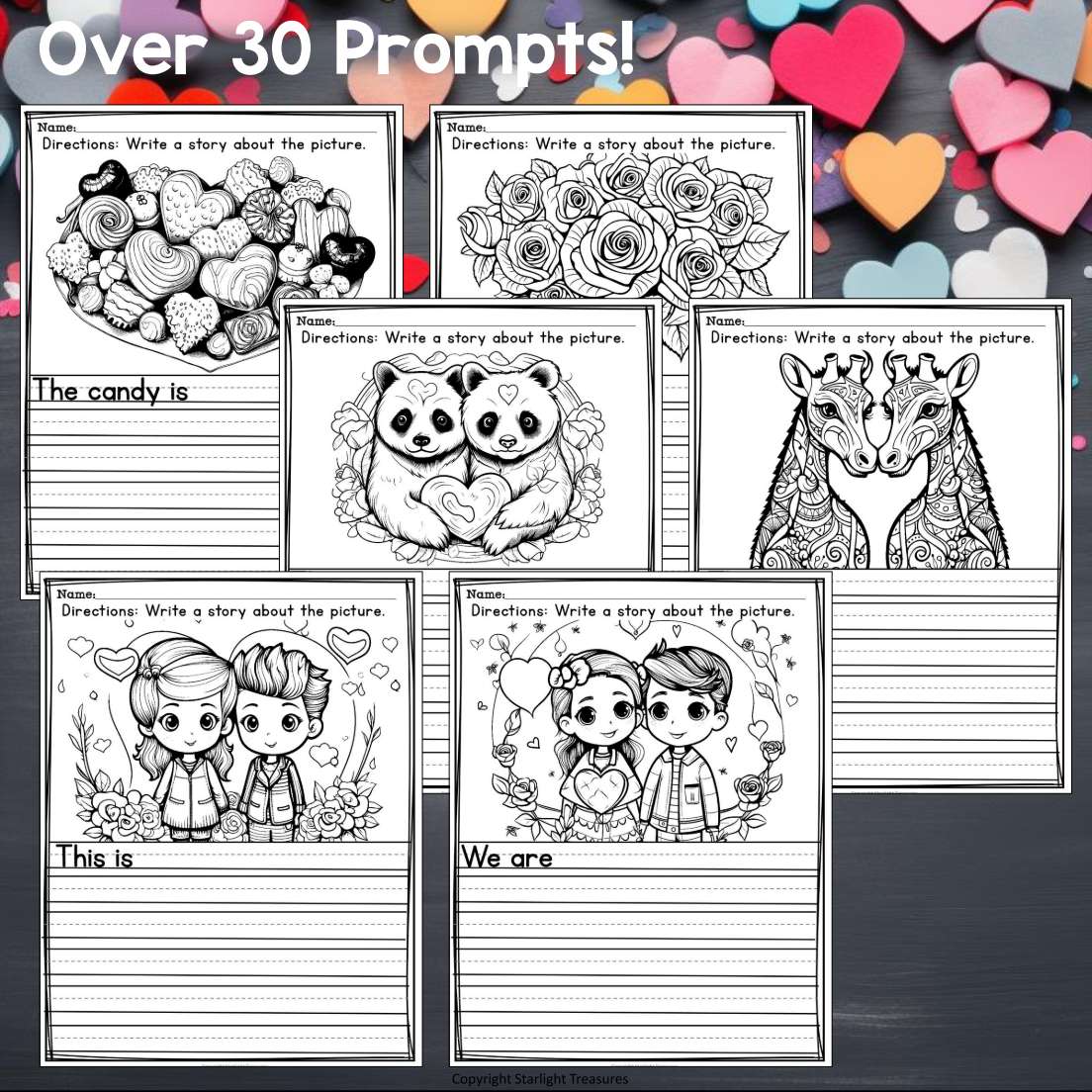Valentine's Day Writing Prompts, Valentine Picture Writing with Sentence Starter