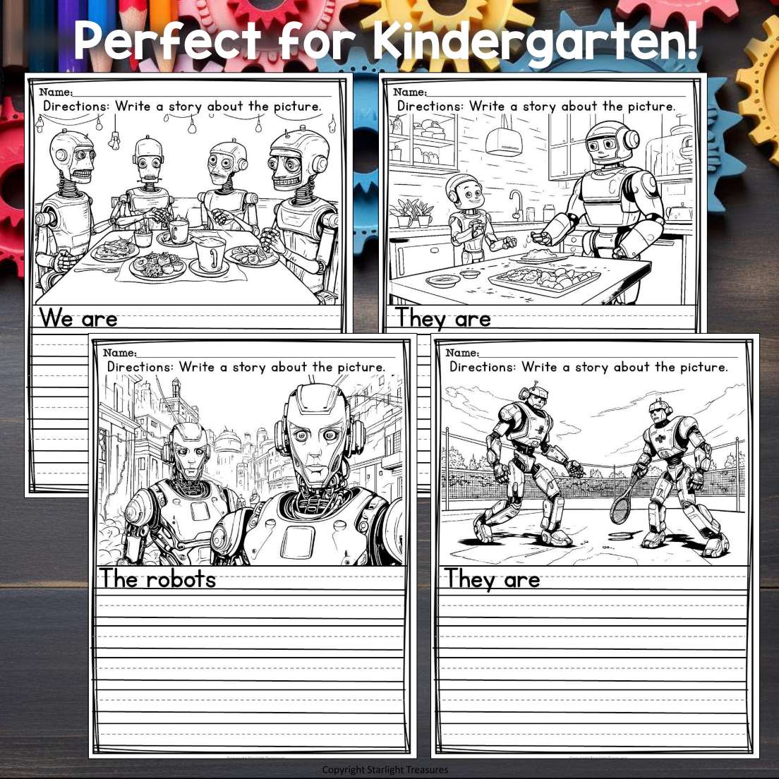Robot Writing Prompts, Robot Picture Writing with Sentence Starter - Freebie