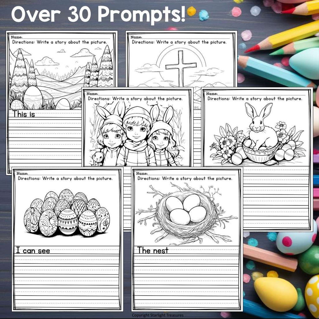 Easter Writing Prompts, Easter Picture Writing Prompts with Sentence Starters