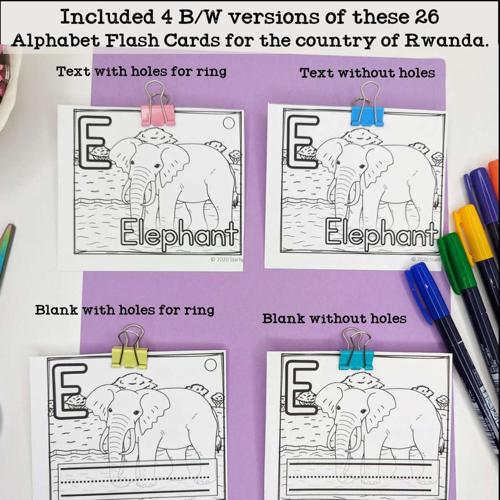 Alphabet Flash Cards for Early Readers - Country of Rwanda