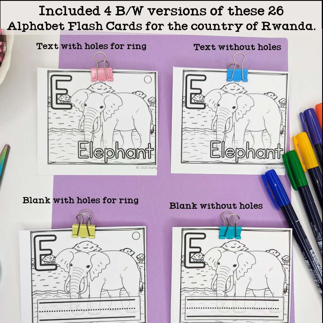Alphabet Flash Cards for Early Readers - Country of Rwanda