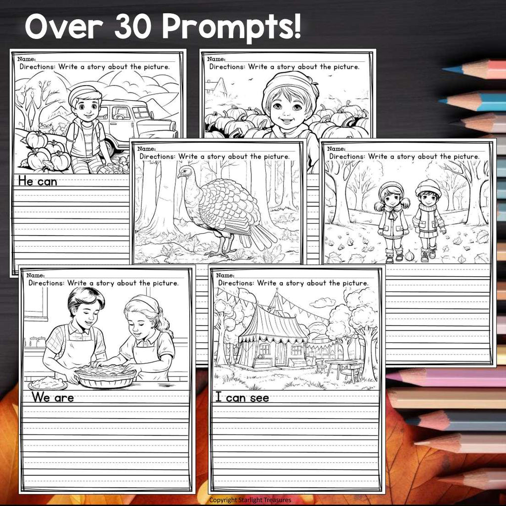 Fall Writing Prompts, Fall Picture Writing Prompts with Sentence Starters