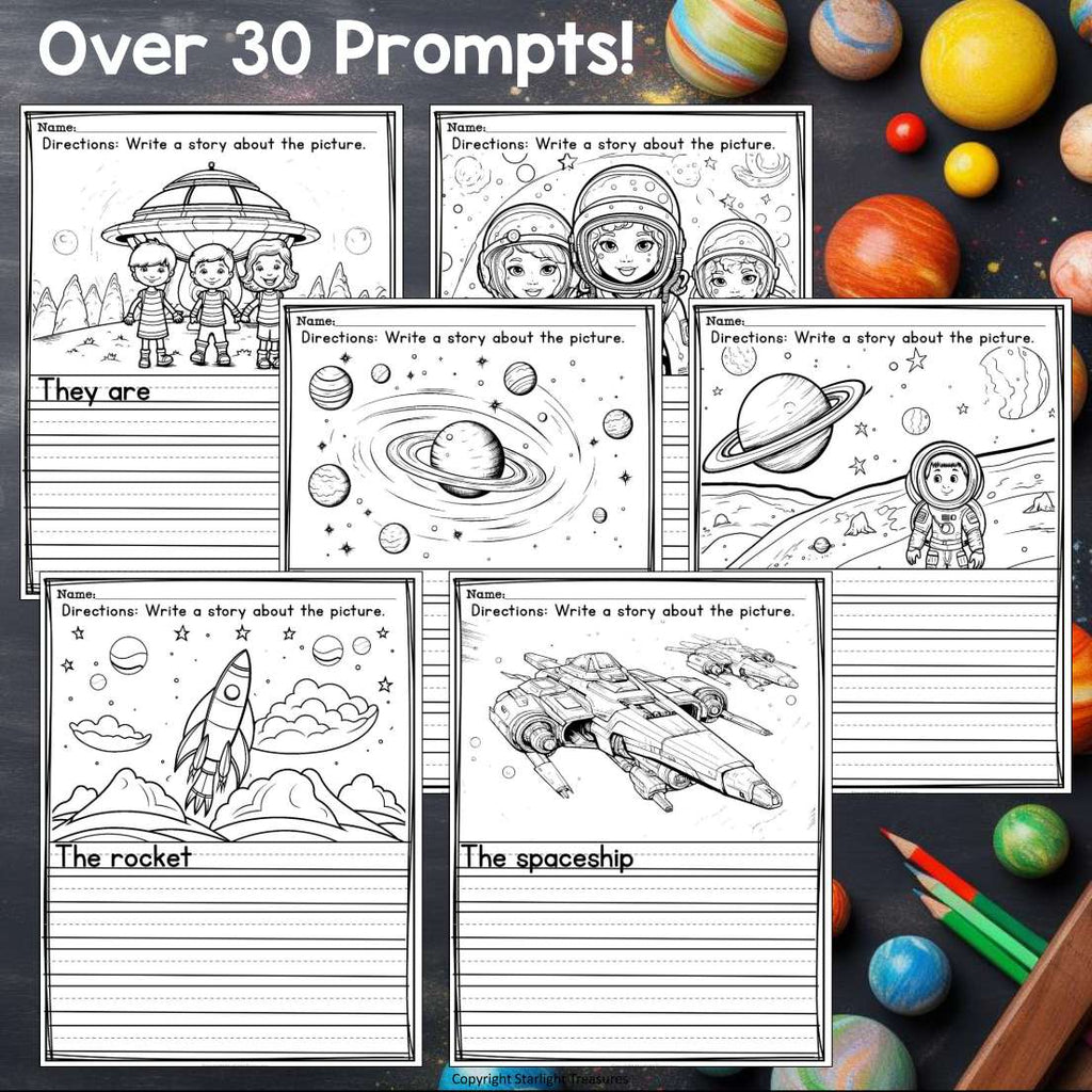 Space Writing Prompts, Outer Space Picture Writing Prompt with Sentence Starters