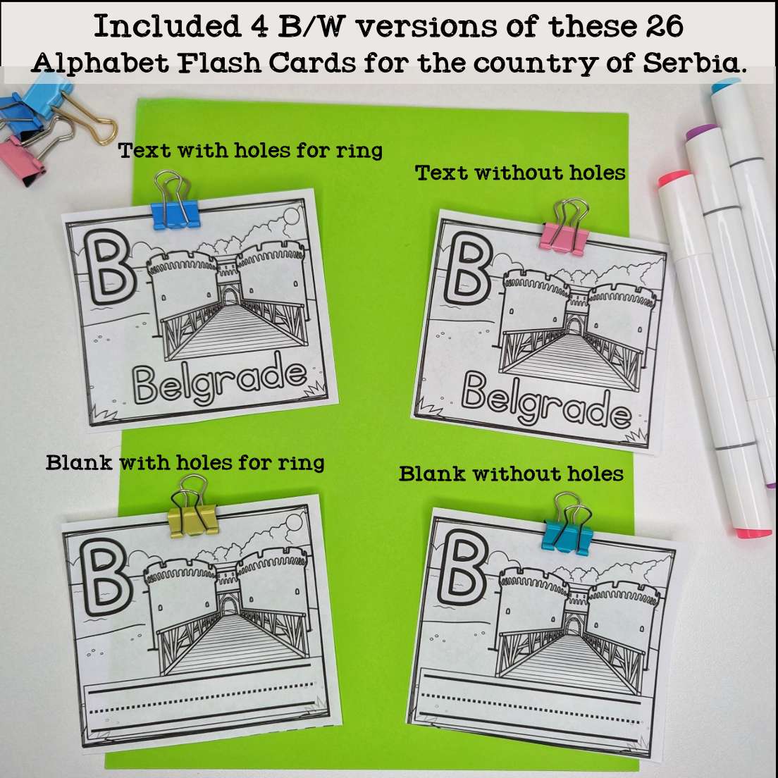 Alphabet Flash Cards for Early Readers - Country of Serbia