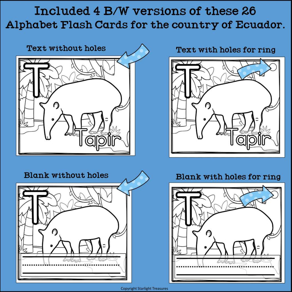 Alphabet Flash Cards for Early Readers - Country of Ecuador