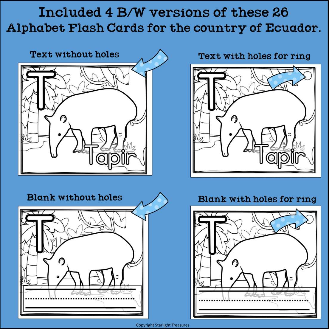 Alphabet Flash Cards for Early Readers - Country of Ecuador