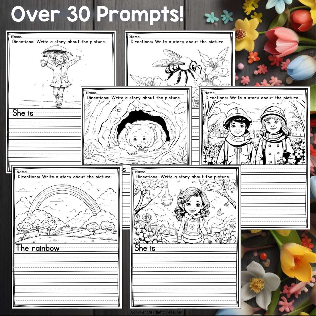 Spring Writing Prompts, Spring Picture Writing Prompts with Sentence S ...