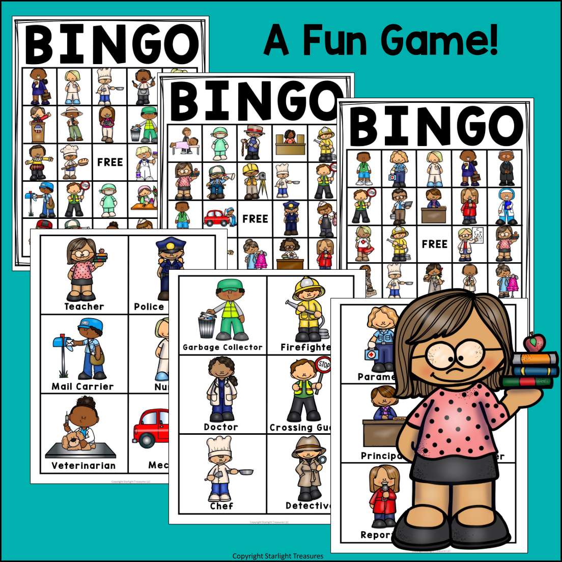 Labor Day Bingo Cards for Early Readers - Community Helpers Bingo FREEBIE