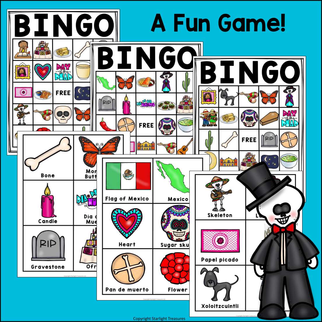 Day of the Dead Bingo Cards for Early Readers - Dia de los Muertos Bingo FREEBIE