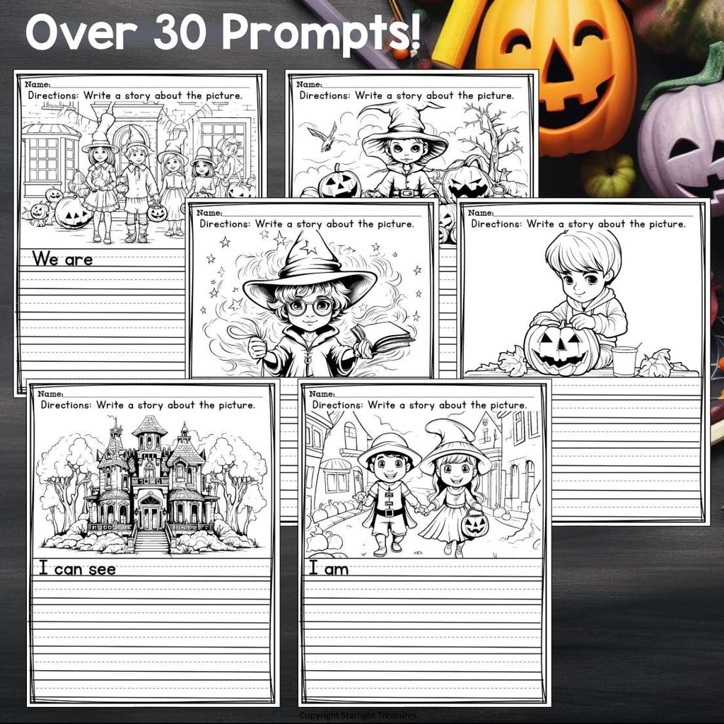 Halloween Writing Prompts, Halloween Picture Writing with Sentence Starters