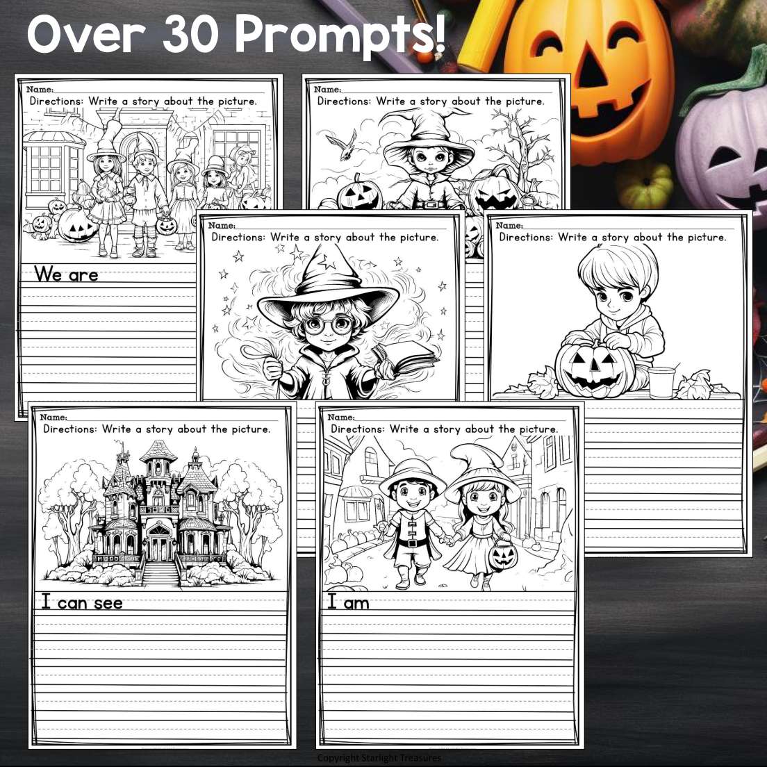 Halloween Writing Prompts, Halloween Picture Writing with Sentence Starters