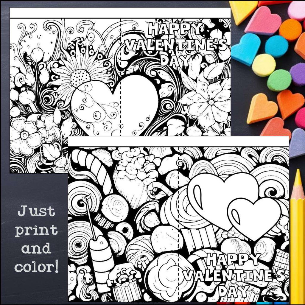 Valentine's Day Cards to Color - Valentine Craft Activities, Cards, Coloring