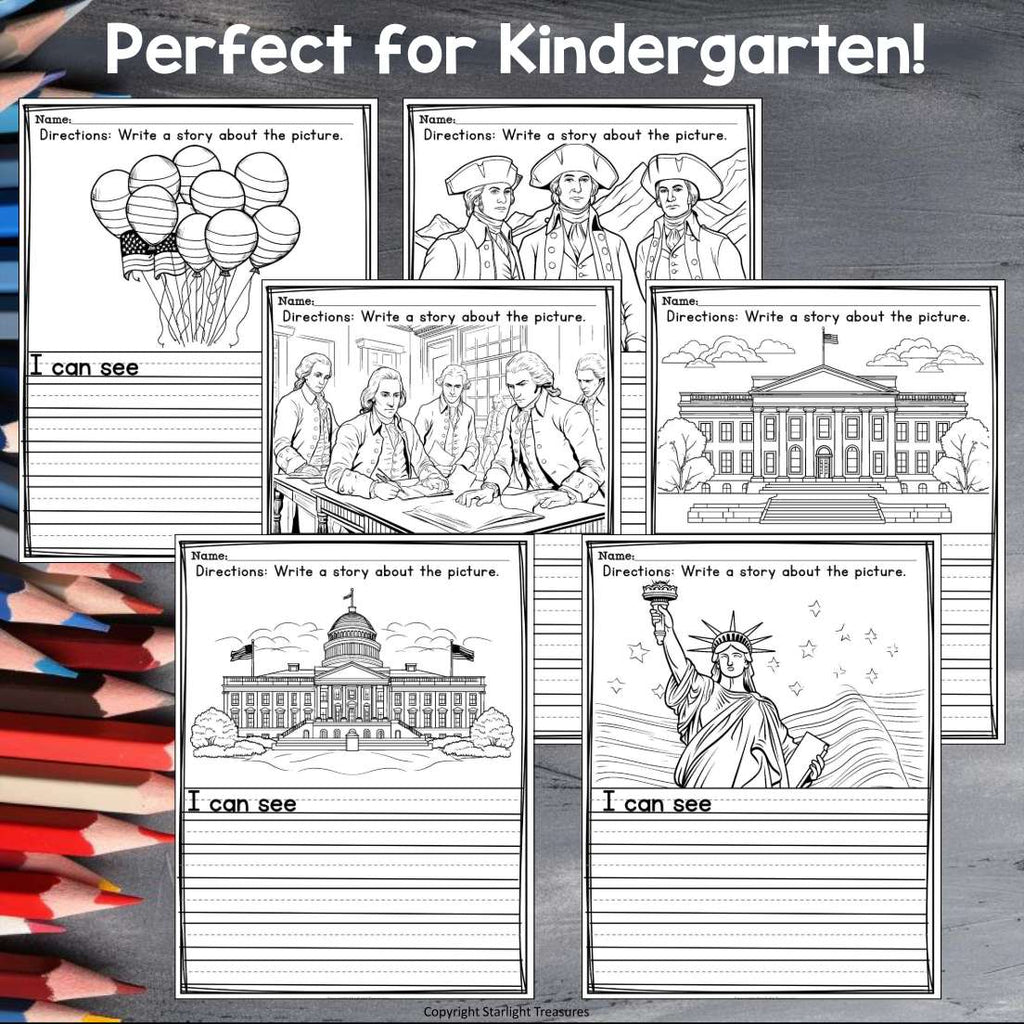 Independence Day Writing Prompts, July 4th Picture Writing Sentence Starters