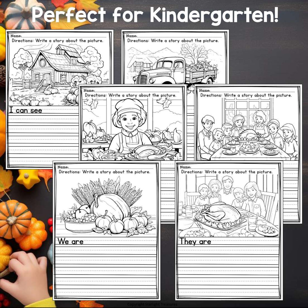 Thanksgiving Writing Prompts, Fall Picture Writing Prompt with Sentence Starters