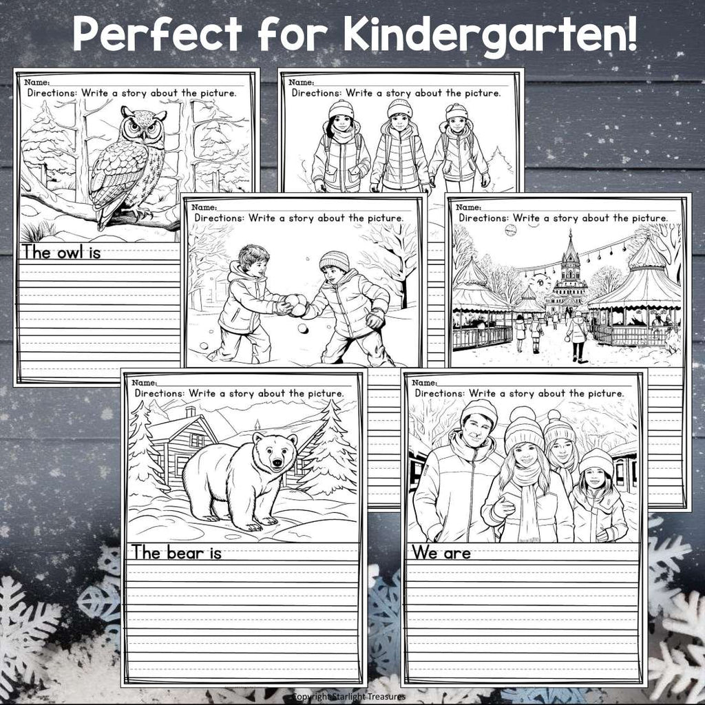 Winter Writing Prompts, Winter Picture Writing Prompts with Sentence Starters